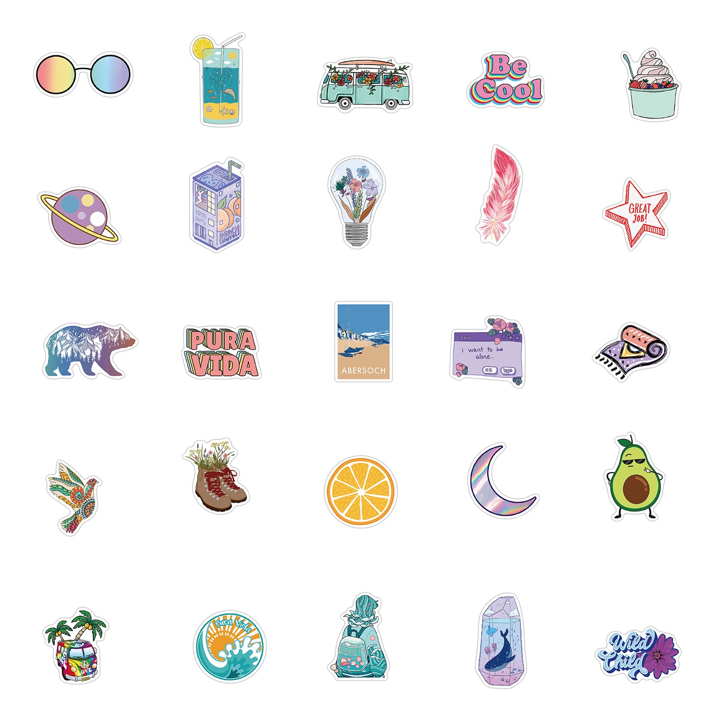 50pcs Cute INS 9 Stickers