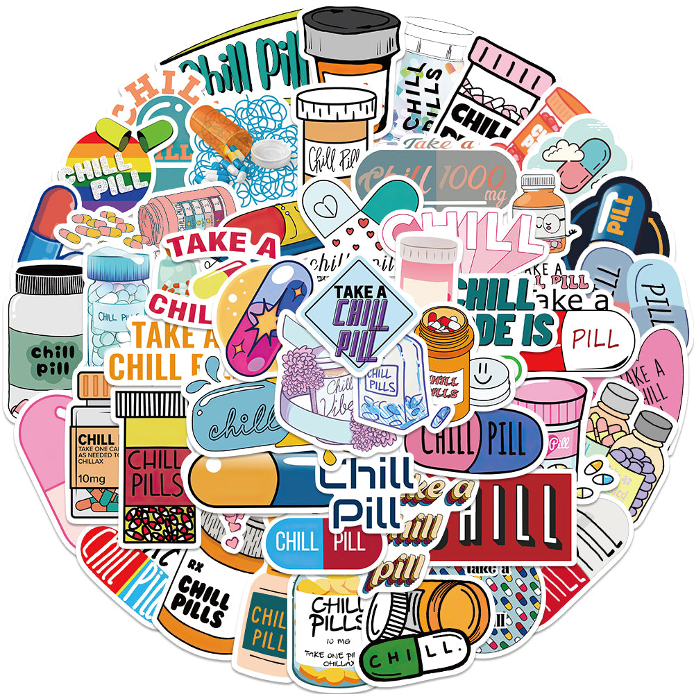 52pcs Chill Pill Stickers