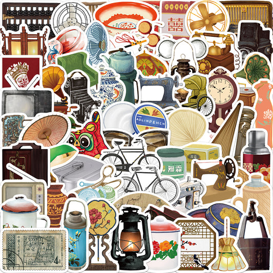 65pcs Retro Things Old-Fashioned Radio Stickers