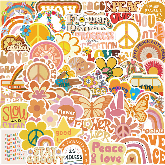 50pcs Groovy Boho Hippie Stickers