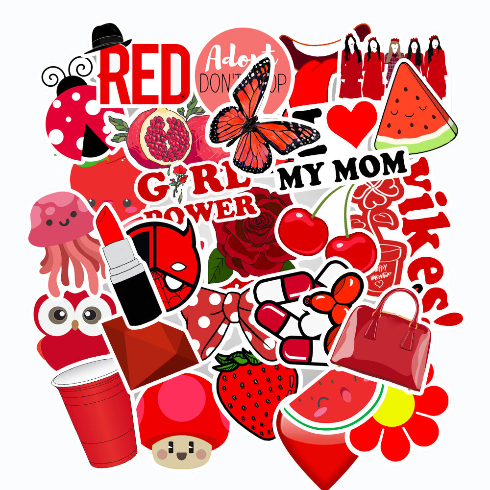 50pcs Red INS Stickers – AU Sticker World