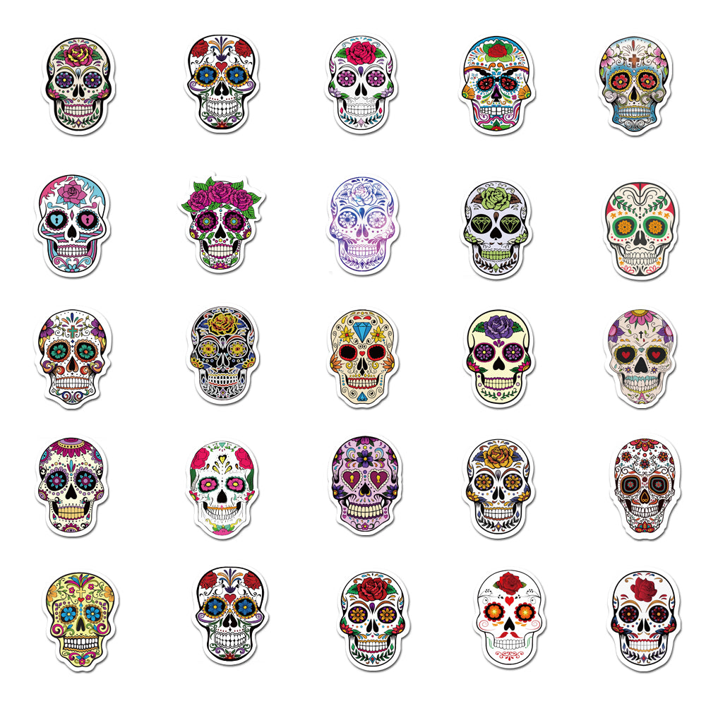 50pcs Color Skull Stickers