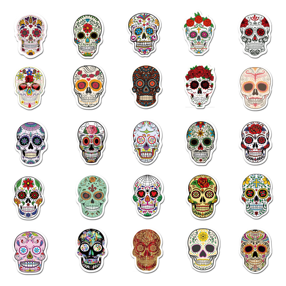 50pcs Color Skull Stickers