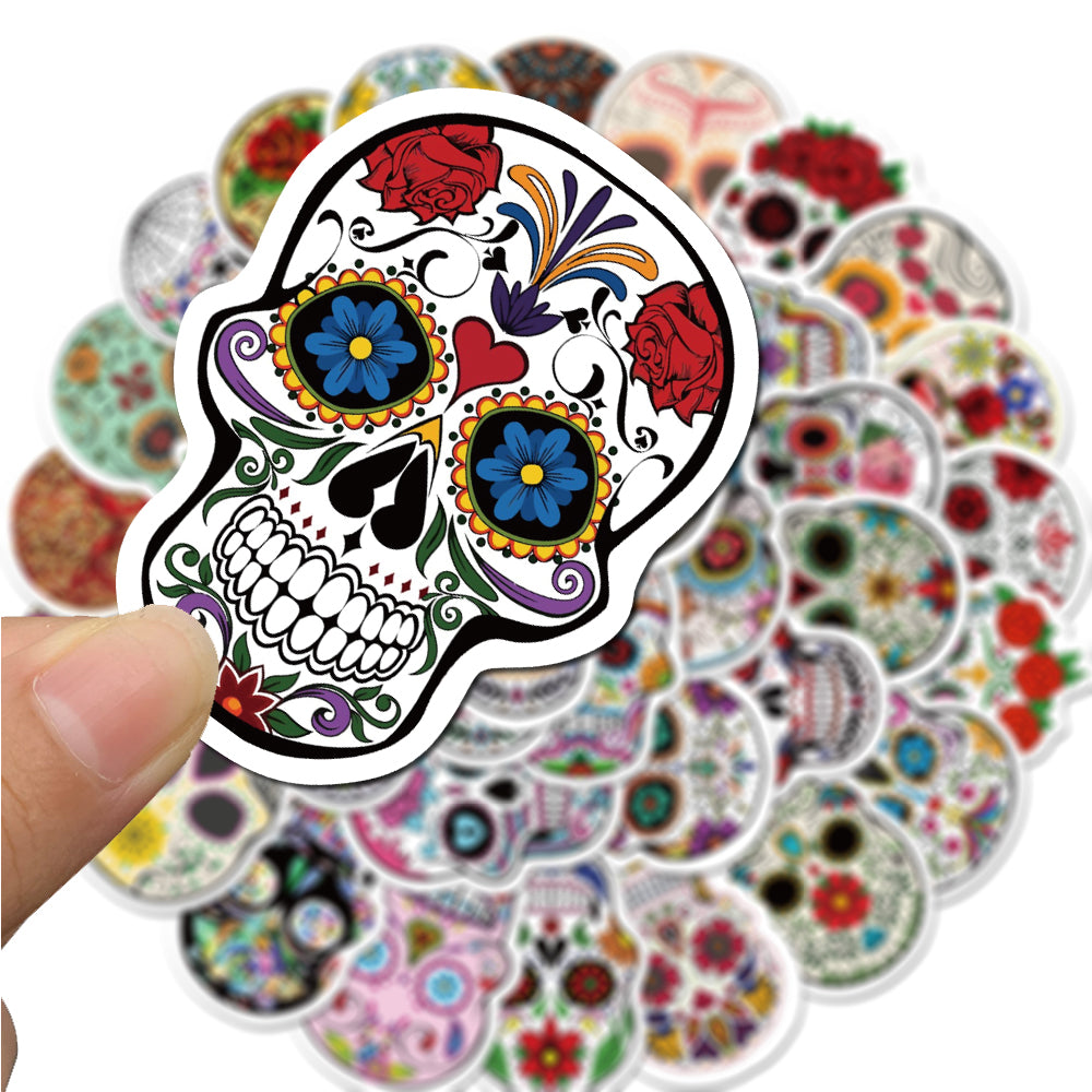 50pcs Color Skull Stickers