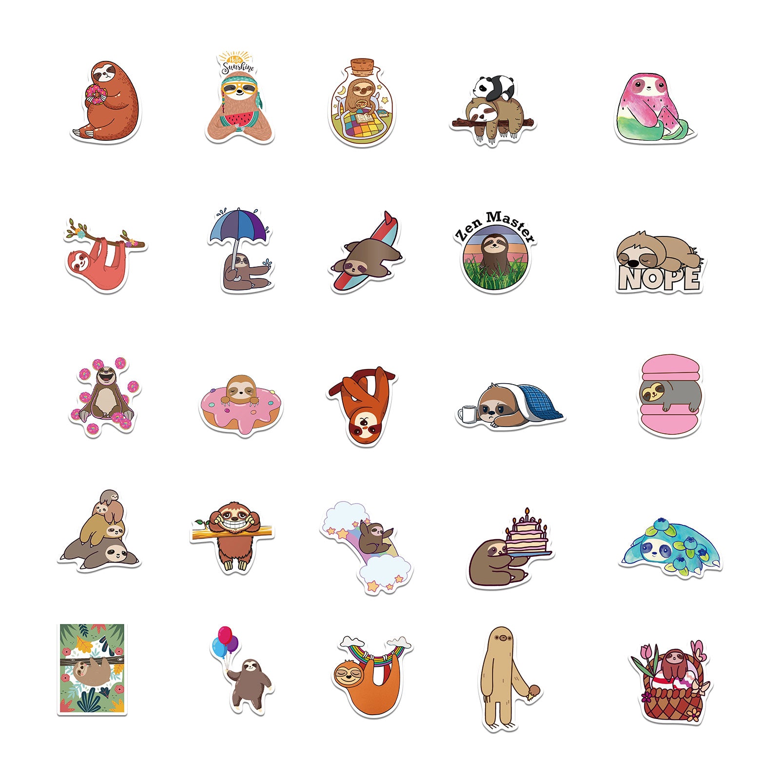 50pcs Sloth 1 Stickers – AU Sticker World