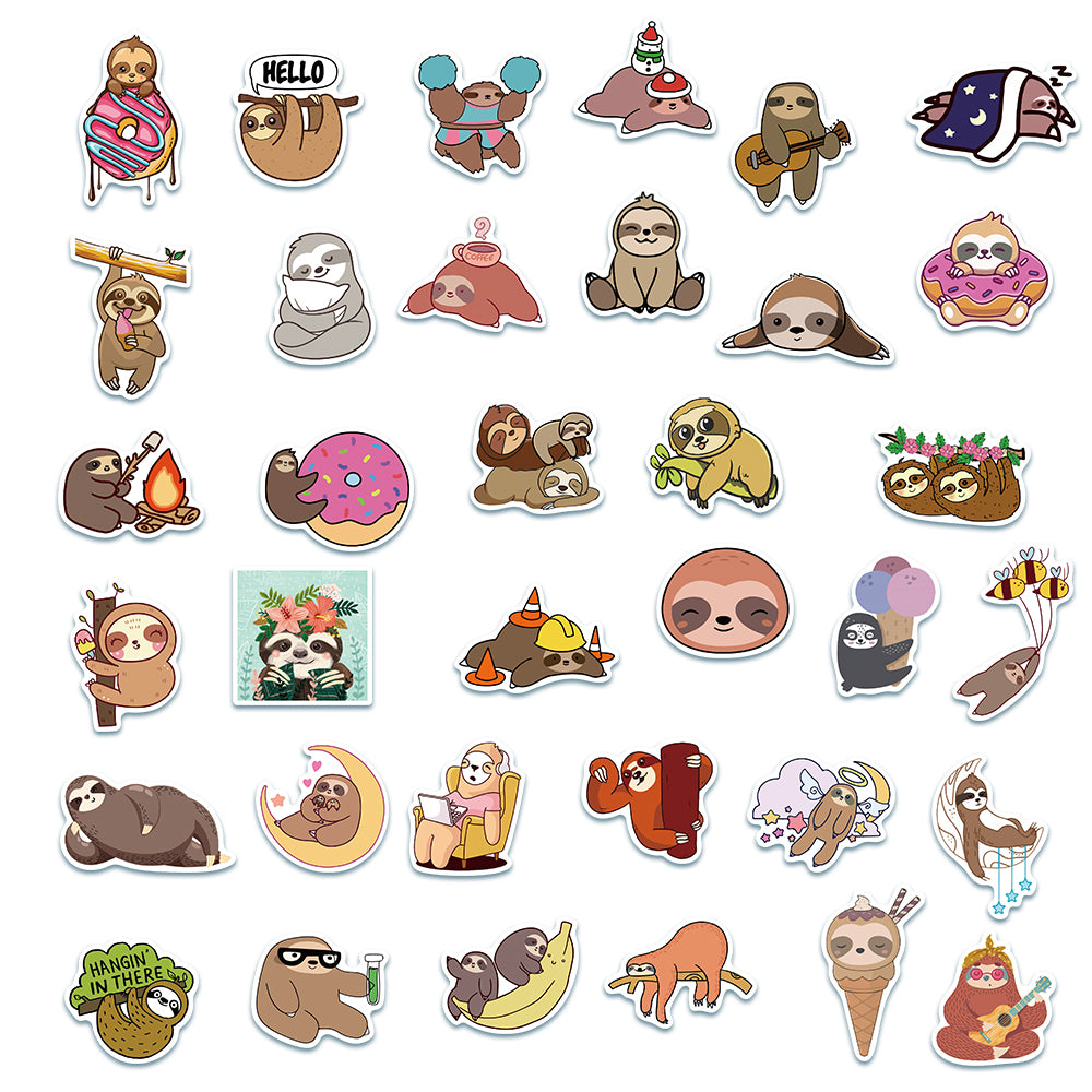 50pcs Sloth 2 Stickers – AU Sticker World