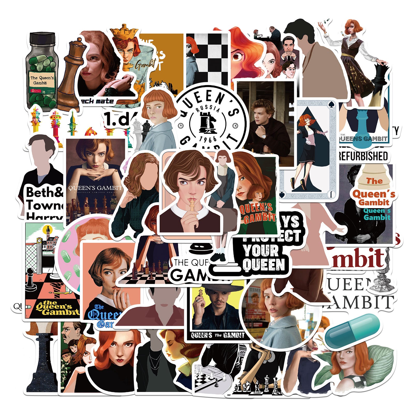 50pcs Queen's Gambit Stickers – AU Sticker World