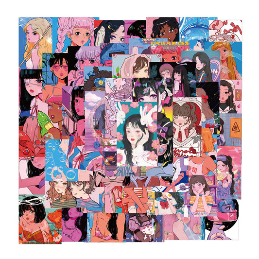 50pcs Girl Illustration Stickers