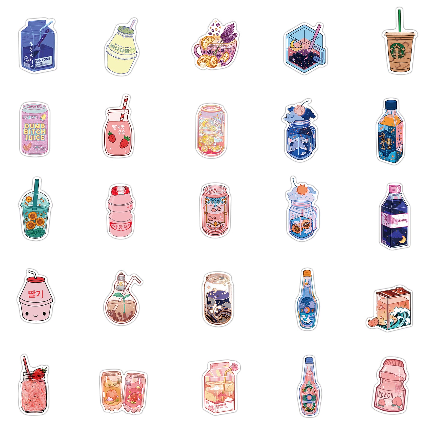 50pcs INS Drink Milk Tea Stickers