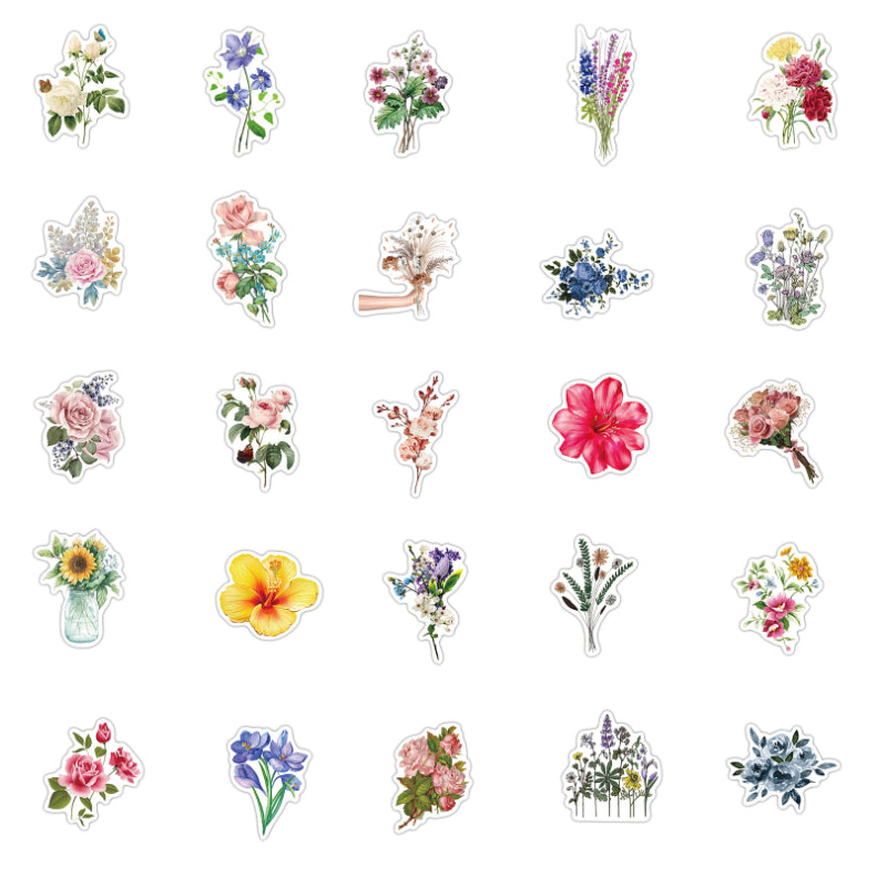 50pcs Flowers 1 Scrawl Decor Stickers