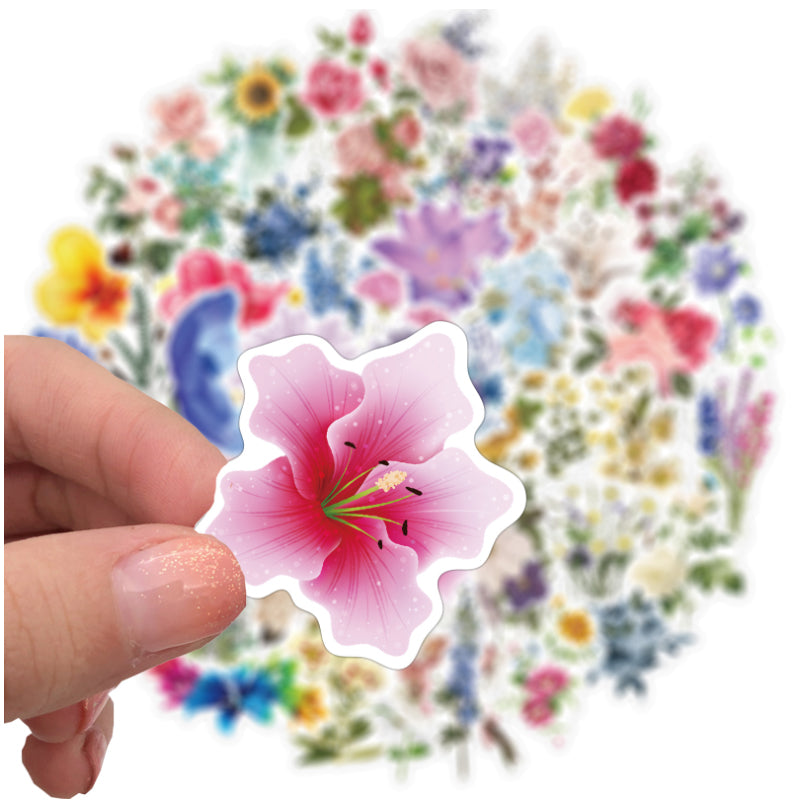 50pcs Flowers 1 Scrawl Decor Stickers