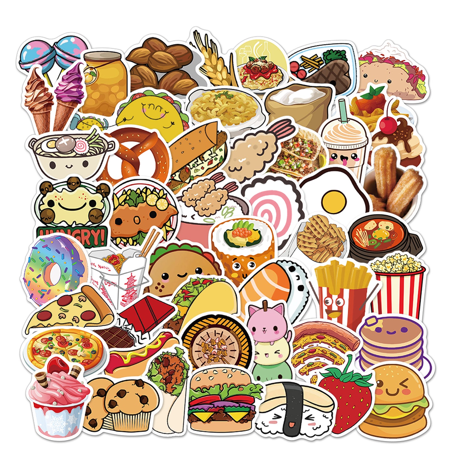 50pcs Food Collection 1 Suger Cake Stickers