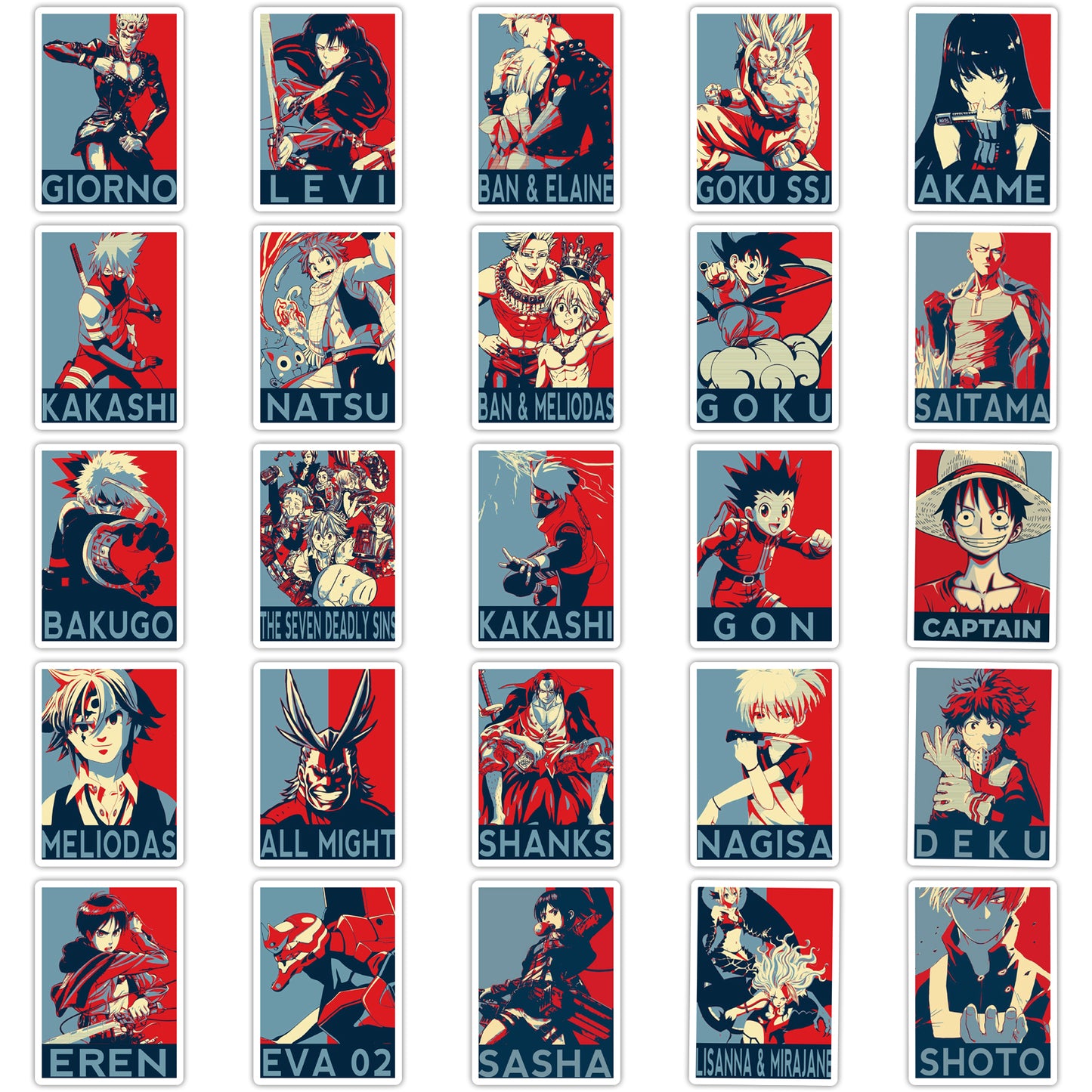 50pcs Anime Character Poster Stickers