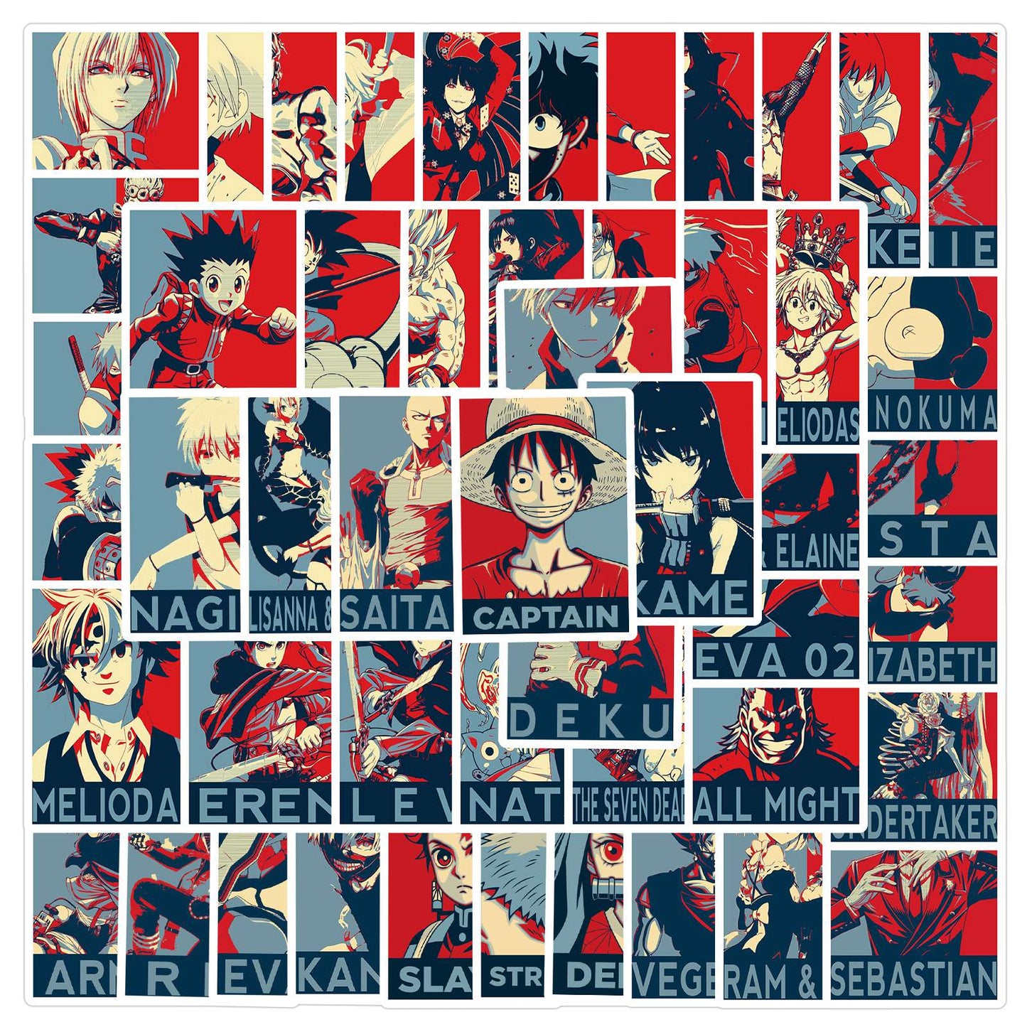 50pcs Anime Character Poster Stickers