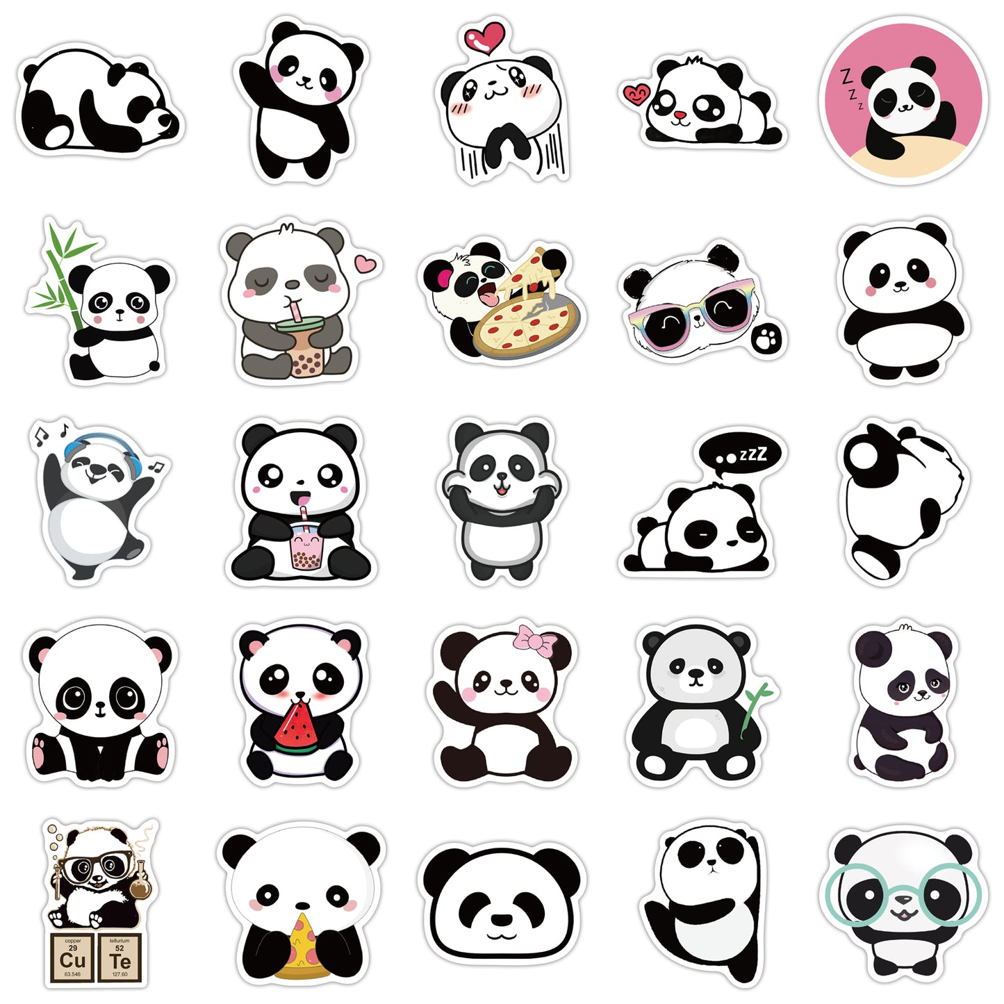 50pcs Panda Cartoon Animals Stickers