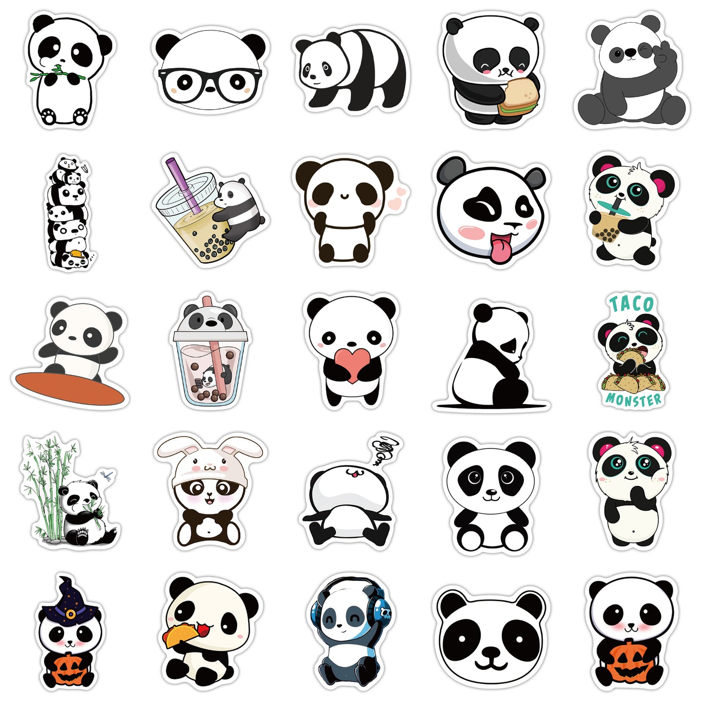 50pcs Panda Cartoon Animals Stickers