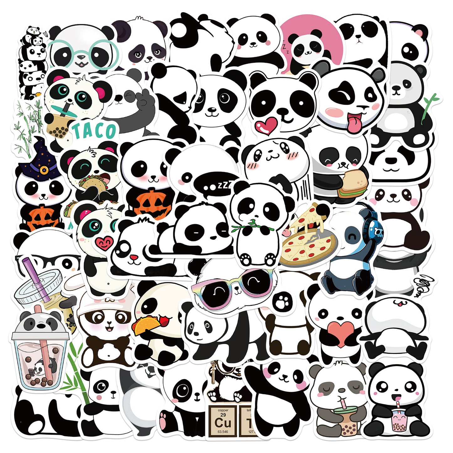 50pcs Panda Cartoon Animals Stickers