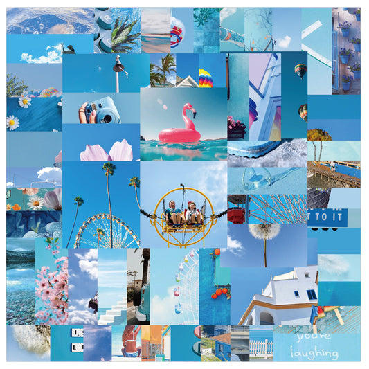 62pcs Blue Scenery Sky Observation Wheel Stickers