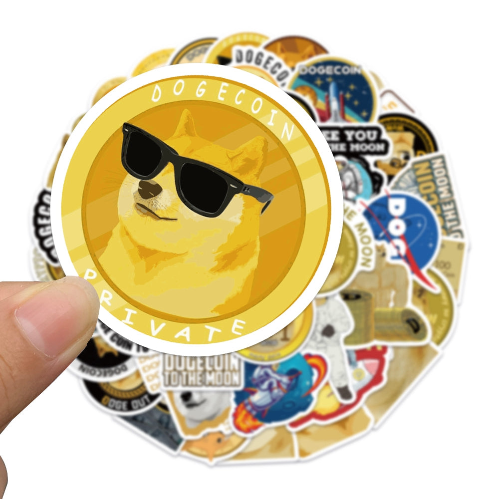 50pcs Dogecoin Cartoon Dogs Memes Stickers