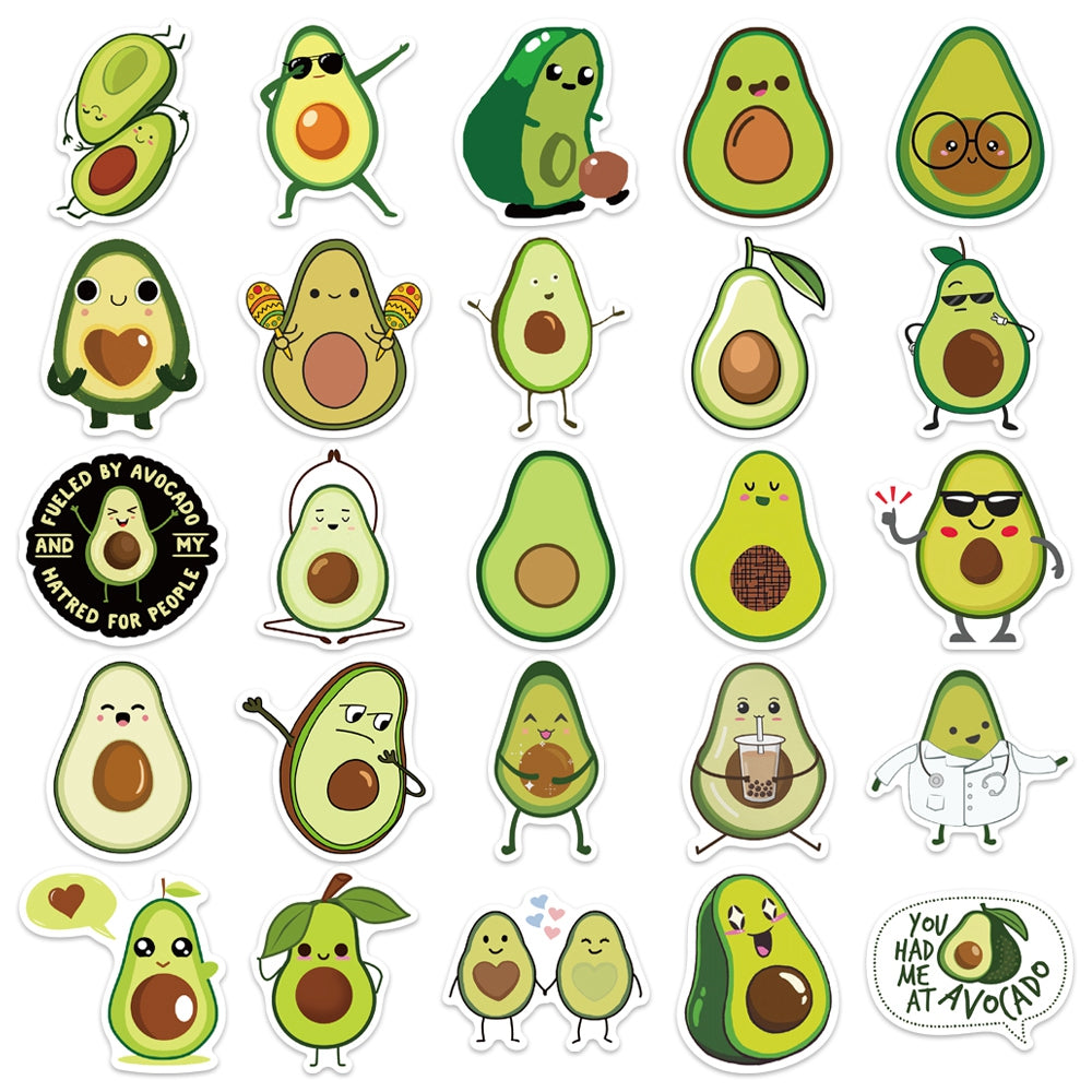 50pcs Avocado 1 Food Cartoon Fruit Stickers