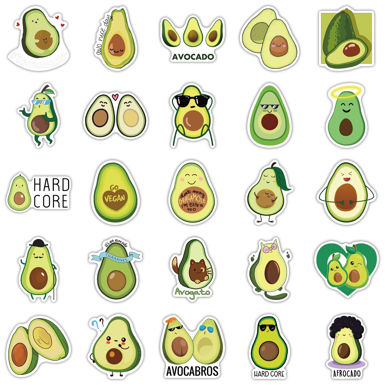 50pcs Avocado 2 Stickers – AU Sticker World