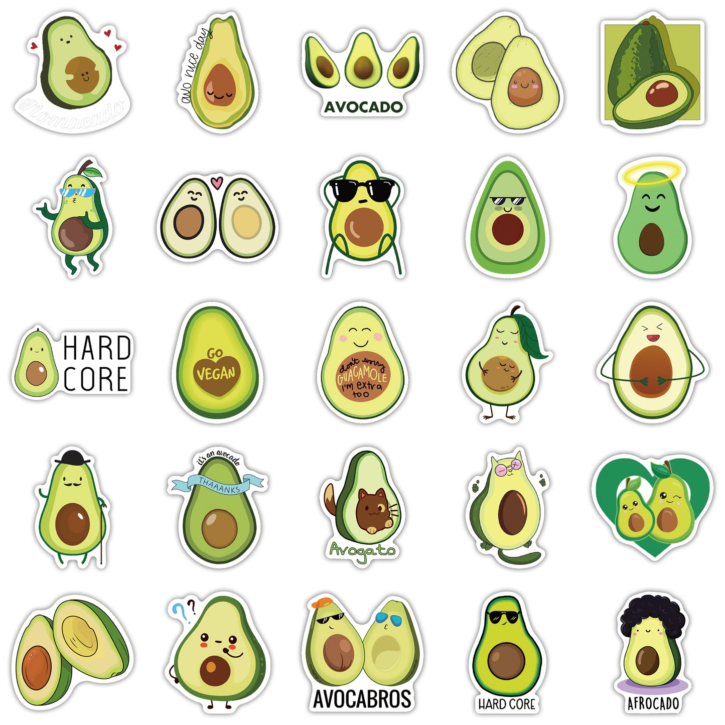 50pcs Avocado 2 Food Cartoon Fruit Stickers