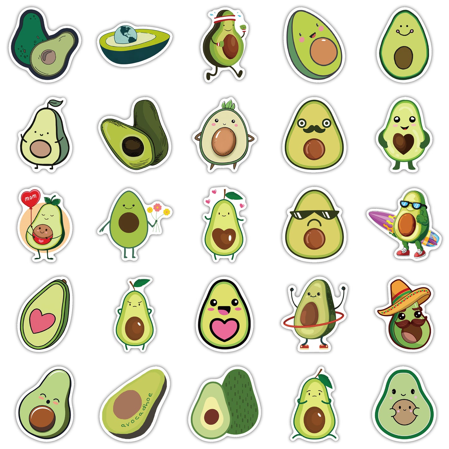 50pcs Avocado 2 Food Cartoon Fruit Stickers