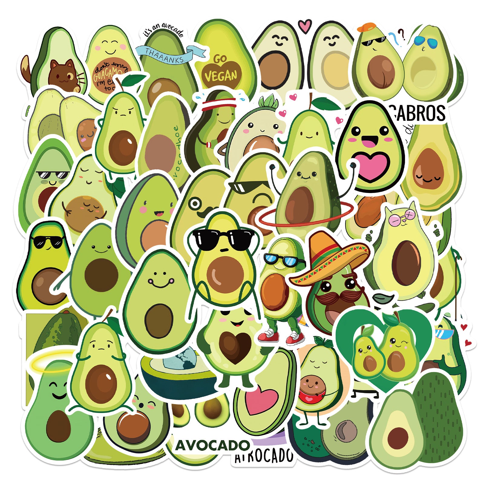 50pcs Avocado 2 Stickers – AU Sticker World