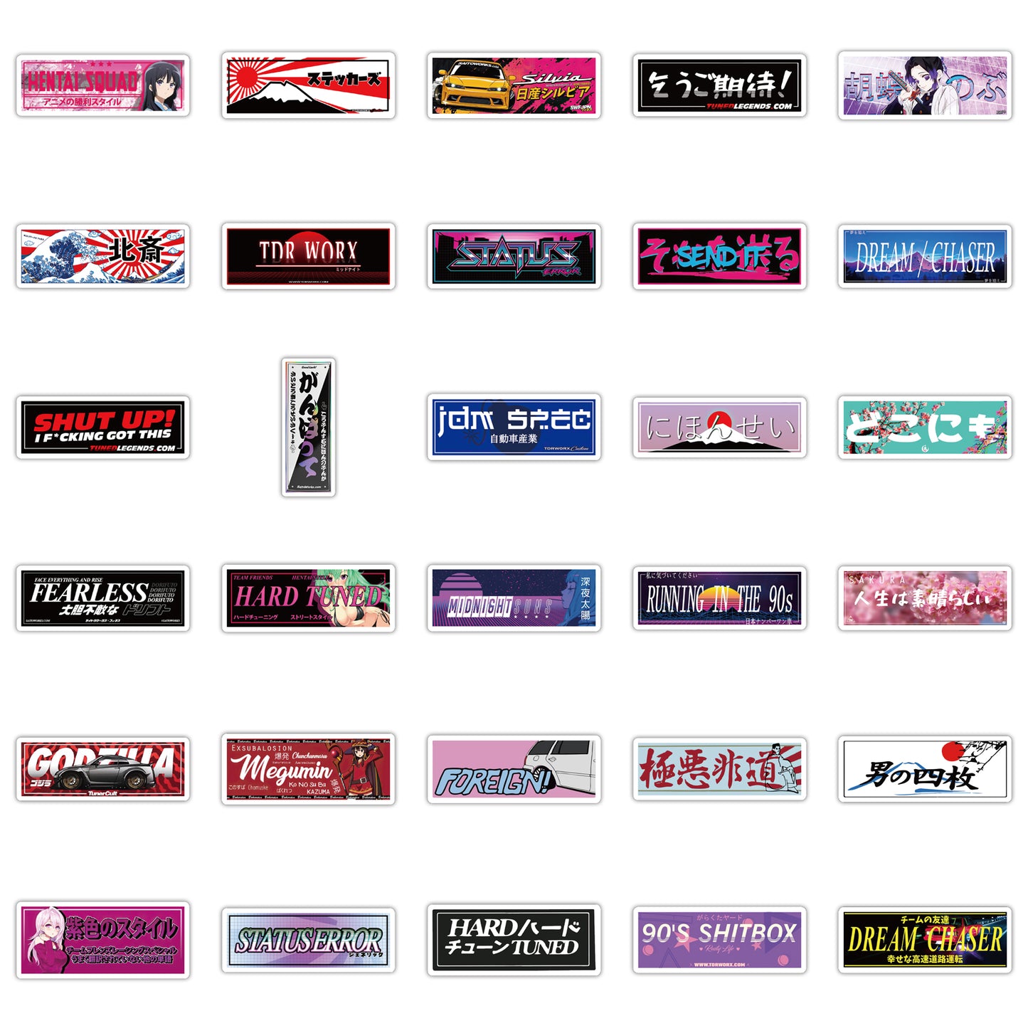 66pcs JDM Logo Japan Car Stickers