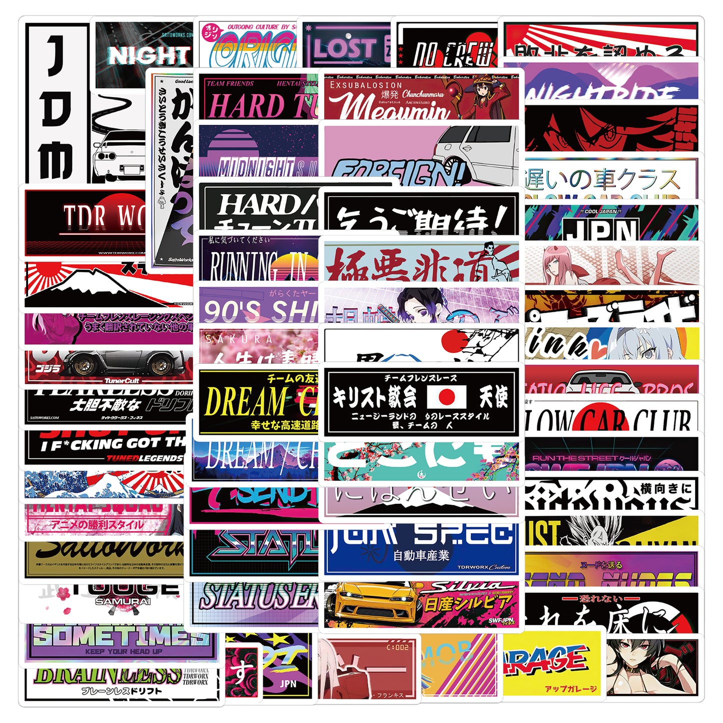 66pcs JDM Logo Japan Car Stickers