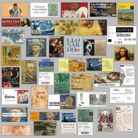 50pcs Retro Art Exhibition Tickets Van Gogh Stickers