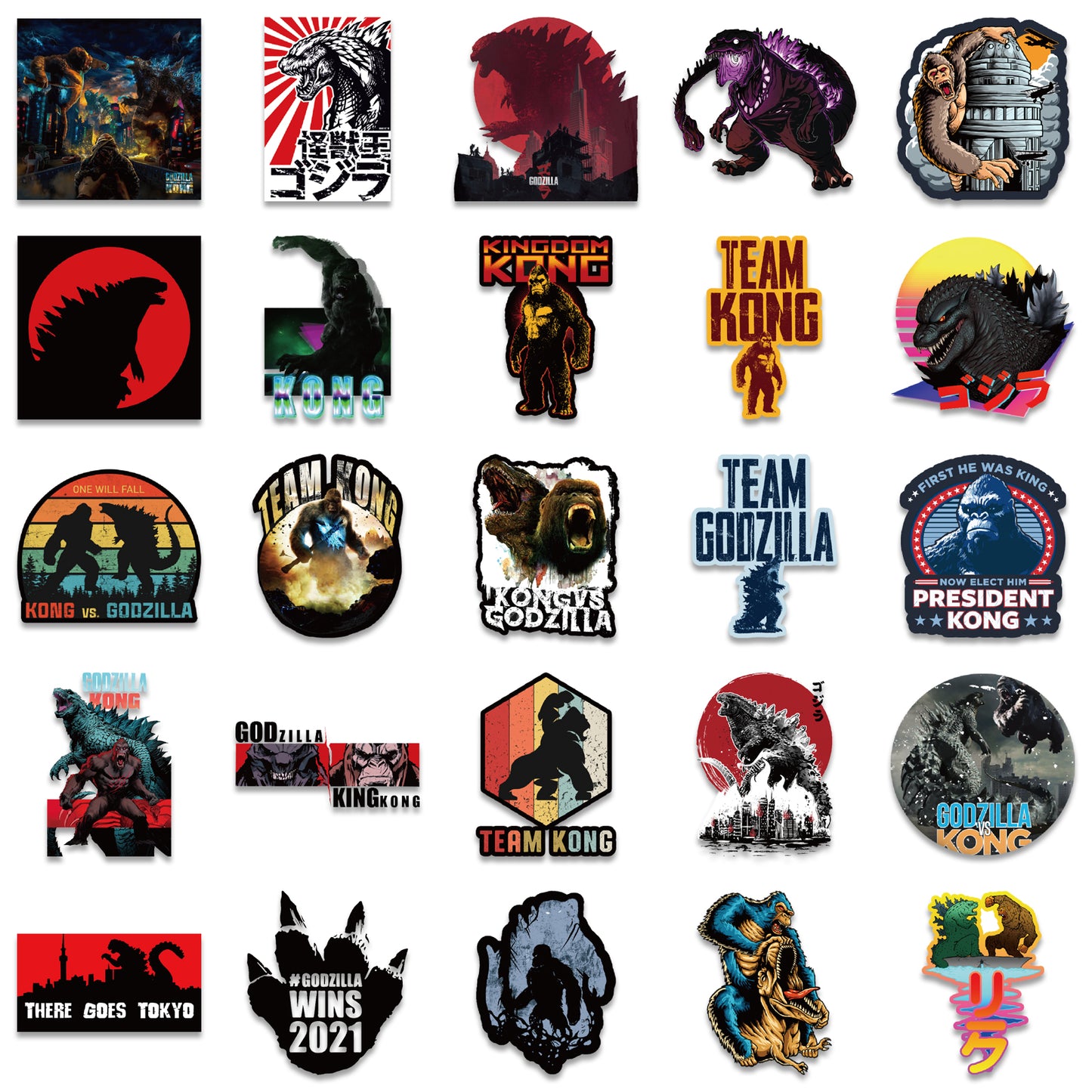 50pcs Godzilla vs Kong 1 Movie Stickers