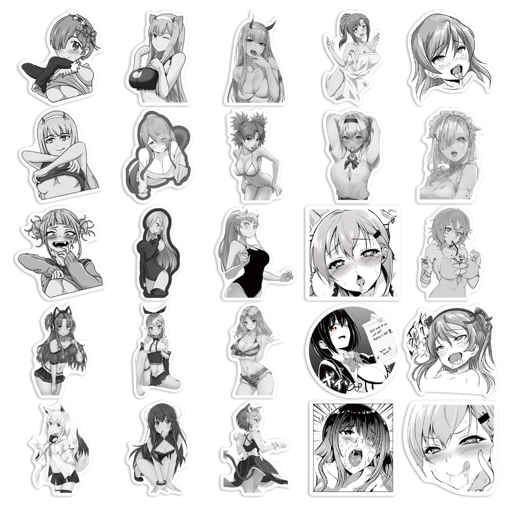 50pcs Black&White Anime Girl 1 Stickers