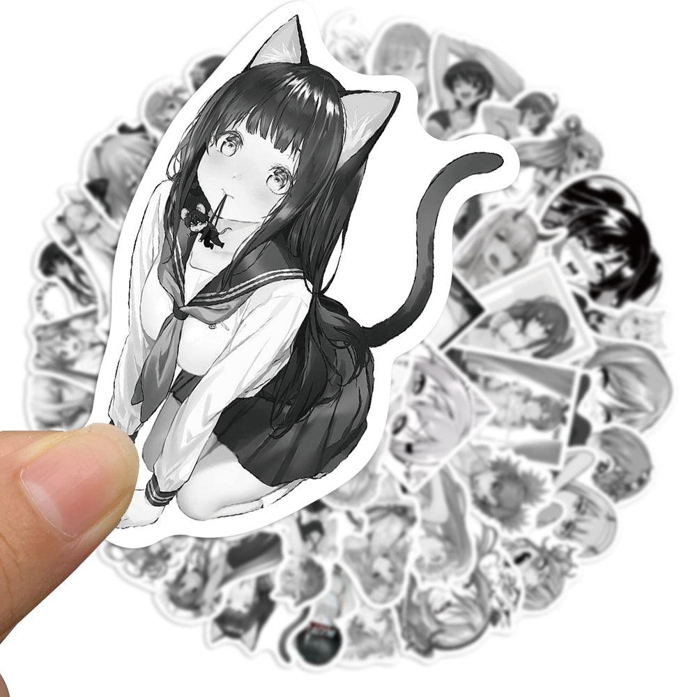 50pcs Black&White Anime Girl 1 Stickers