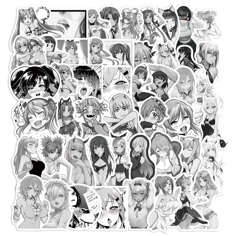 50pcs Black&White Anime Girl 1 Stickers